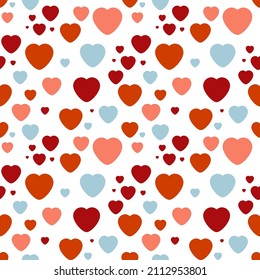 Valentines Day seamless pattern with hearts. Vector for paper, wallpaper, fabric, interior design.