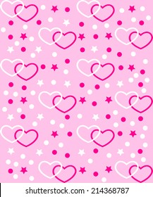 valentine's day seamless, pattern. hearts, stars and balls on a rose background 