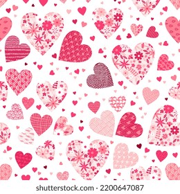 El día de San Valentín se caracteriza por un patrón impecable con corazones con adornos florales y garabatos.