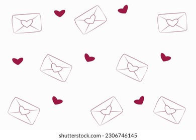 valentine's day seamless pattern, hearts and love letters.