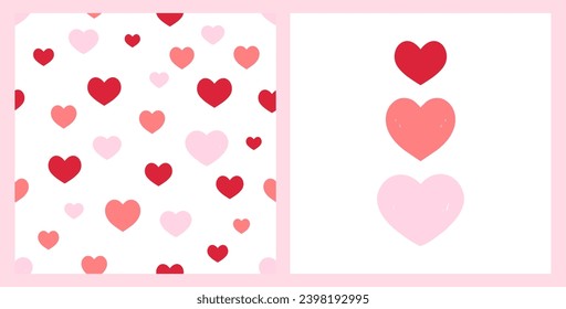Valentine's day seamless pattern with hearts shape on white background vector illustration. Heart sign isolated on white background.