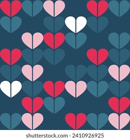 Valentine's day seamless pattern with hearts. Vector illustration. 