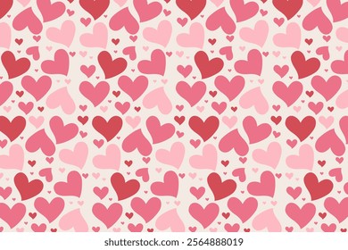 Valentine's day seamless pattern of hearts for backgrounds, presentations, wrapping papers, prints, artworks. Vector illustration