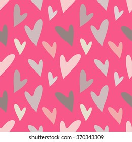 Valentines day seamless pattern with hearts. Fabric design. Hand drawn ornament. Background texture, wallpaper, wrapping