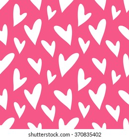 Valentines day seamless pattern with hearts. Fabric design. Hand drawn ornament. Background texture, wallpaper, wrapping