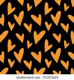 Valentines day seamless pattern with hearts. Fabric design. Hand drawn ornament. Background texture, wallpaper, wrapping