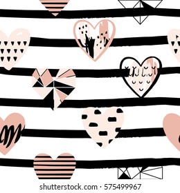 Valentines day seamless pattern with hearts. Wrapping paper