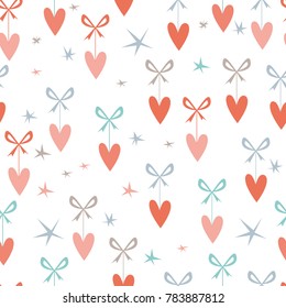 Valentine's Day. Seamless pattern with hearts on a white background. Seamless vector pattern for your design. Great for Baby, Valentine's Day, Mother's Day, wedding, scrapbook, surface textures.