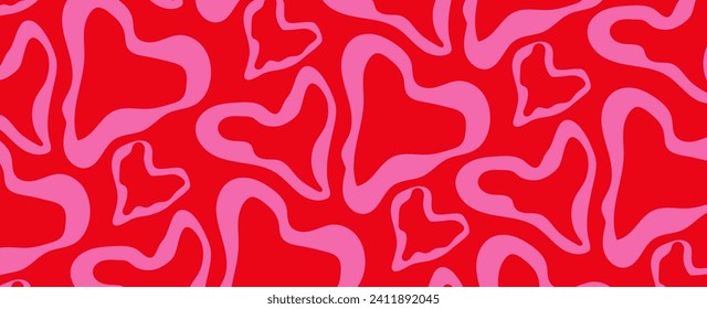 Valentine's day seamless pattern illustration with red heart. 