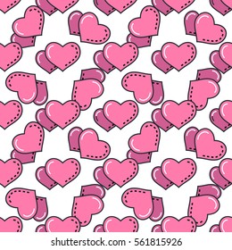 Valentine's day seamless pattern with line hearts for holiday background, gift wrapping, digital scrapbooking, greeting card. Minimal outline heart texture, wallpaper. Modern stroke vector art