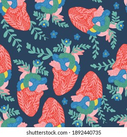 Patrón sin fisuras del día de San Valentín. El amor, el amor, el doodle de amor - corazones. Fondo de pantalla para la celebración del 14 de febrero.