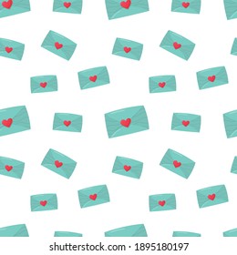 Patrón sin fisuras del día de San Valentín con cartas de amor y sobres. Ilustración vectorial.