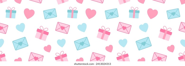 Valentines day seamless pattern. Love, nubes wallpaper. Romantic pattern, background