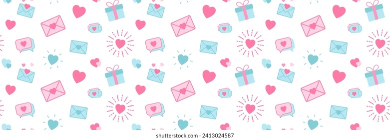 Valentines day seamless pattern. Love, nubes wallpaper. Romantic pattern, background