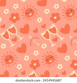 Valentinstag nahtloses Muster, Liebe Herz, Vektorgrafik.