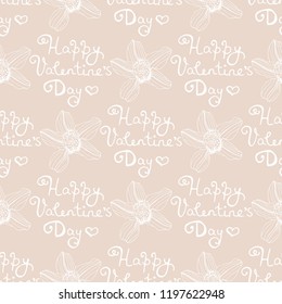Valentine's Day seamless pattern with orchid flower