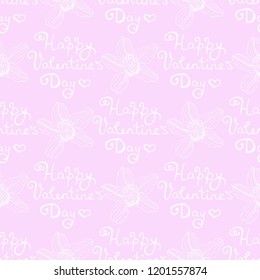 Valentine's Day seamless pattern with orchid flower