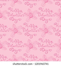 Valentine's Day seamless pattern with orchid flower