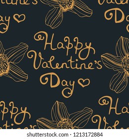 Valentine's Day seamless pattern with orchid flower