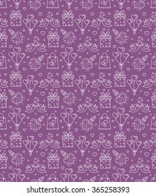 Valentine's Day seamless pattern. Perfect for greeting cards, postcards, banners, wallpapers, wrapping paper texture. Vector illustration