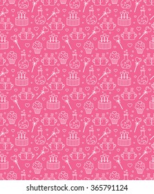 Valentine's Day seamless pattern. Perfect for greeting cards, postcards, banners, wallpapers, wrapping paper texture. Vector illustration
