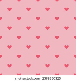 Valentines day seamless pattern with pink hearts in pink background. Pink hearts fabric print