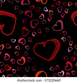 Valentines Day seamless pattern with pink hearts sprayed for background, card or wrapping paper.