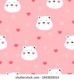 Patrón sin fisuras del día de San Valentín con fondo de oso polar.  Papel de ajuste, rellenos de patrones, corazones, fondo de página web, tarjetas de felicitación de San Valentín 