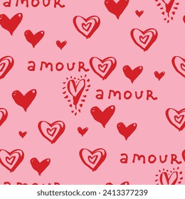 Valentines day seamless pattern print. Pink Illustration for Surface , Invitation , Notebook, Banner , Wrap Paper ,Textiles, Cover, Magazine ,Postcard Background 