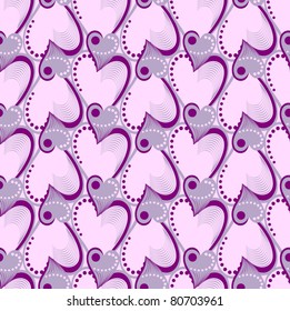 Valentine's Day. Seamless pattern with purple and pink hearts