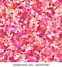 Valentines day seamless pattern with red, pink, pastel small hearts. EPS 10