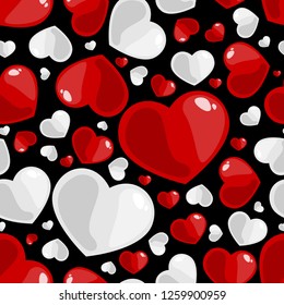 Valentine's Day seamless pattern with red and white heart. For Valentine's day concept.