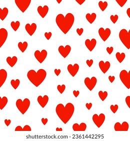 Valentine's Day seamless pattern. Red heart shape. Romantic textile print template. Love background.