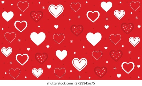 Día de San Valentín sin patrón de corazones rojos textura de fondo repetible.