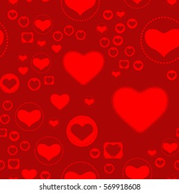 Valentines Day seamless pattern with red hearts sprayed for background, card or wrapping paper