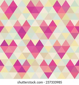 Valentine's Day Seamless Pattern - Retro Geometric Hearts - in vector