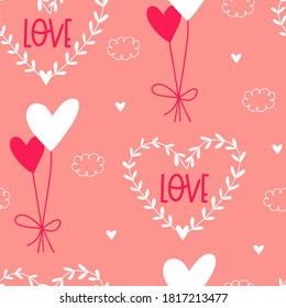 El día de San Valentín es un patrón sin fisuras. Diseño romántico para envolver papel, telas, cubiertas y tarjetas. Ilustración vectorial de vacaciones.
