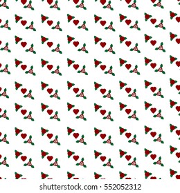 Valentine's Day seamless pattern with roses and hearts on white background