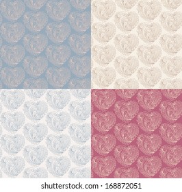 Valentine's Day Seamless Pattern Set. Vector Illustration.