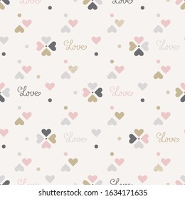 Valentines day seamless pattern in soft colors. Vector illustration.