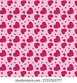 Valentinstag nahtloses Muster mit Streifen und Herzen, abstrakter Vektorhintergrund. 
