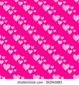 Valentine's day - seamless pattern with stripes hearts