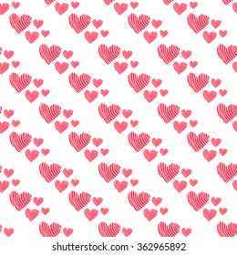 Valentine's day - seamless pattern with stripes hearts