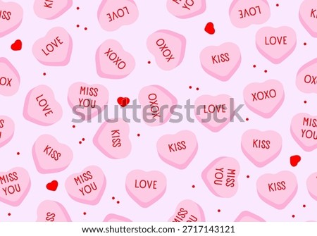 Valentine's Day seamless pattern. Seamless pattern with sweet heart candy. Sweetheart candies background,