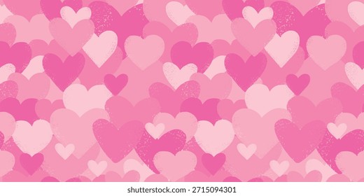 Valentinstag nahtloses Muster mit strukturierten Herzen für Tapeten, Stoffdrucke, Hintergründe, Banner, Packpapier, Produktverpackungen, etc. EPS 10