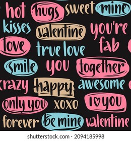 Valentine's Day seamless pattern. Trendy flat hand drawn stylized hearts. Vector illustration for wrapping, textile, fabric.