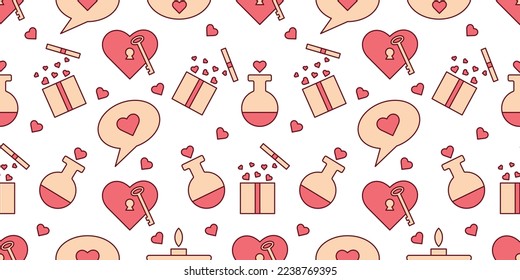 Valentine's Day seamless pattern. Vector illustration for wrapping paper and scrapbooking.