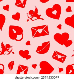 Valentine's day seamless pattern. Vector illustration.