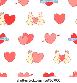 Valentines day seamless pattern. Vector.