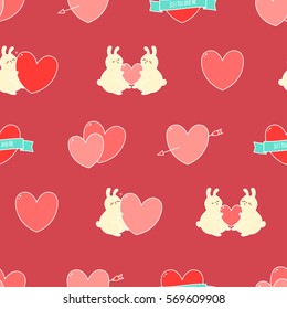 Valentines day seamless pattern. Vector.